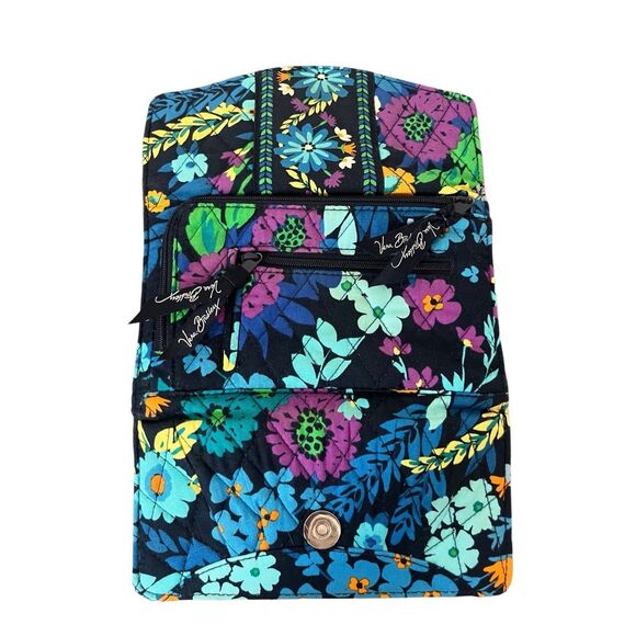 Vera Bradley Midnight Blues Floral Snap Closure Wallet With Zippered Compartment - Picture 4 of 4